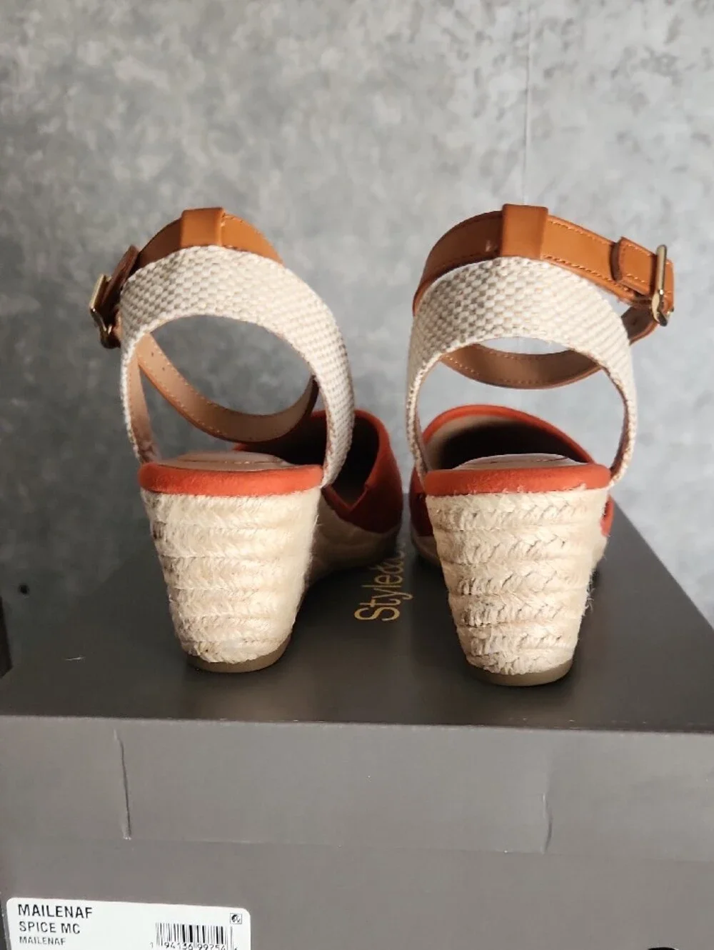 Women's Orange Espadrille Wedge Sandals with Ankle Strap, size 7, NWT.